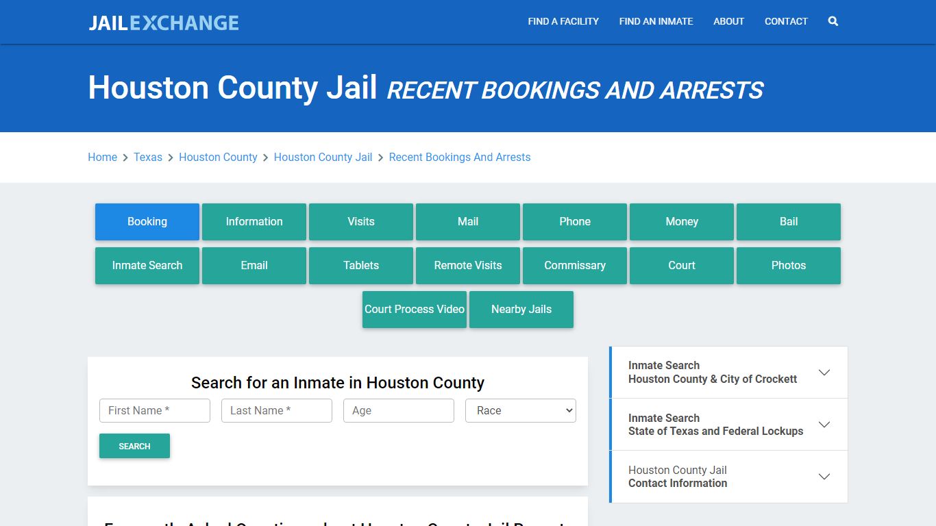 Houston County Jail TX Recent Arrests and Bookings - Jail Exchange