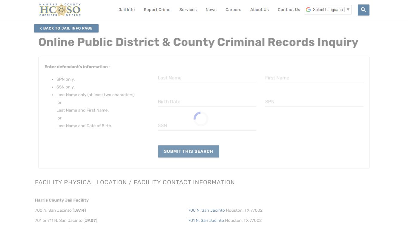 Online Public District & County Criminal Records Inquiry